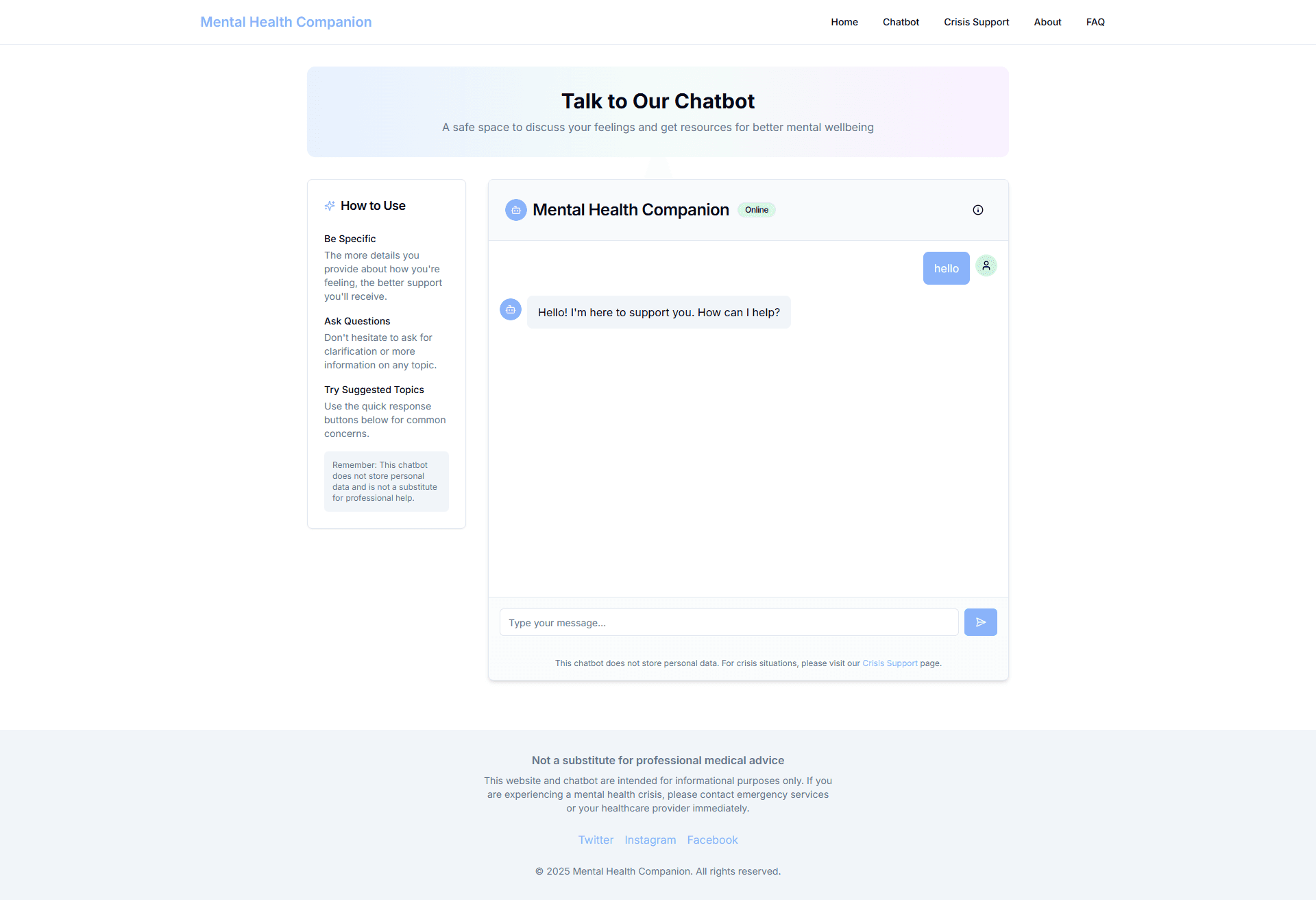 Chatbot – Full-Stack Web Application